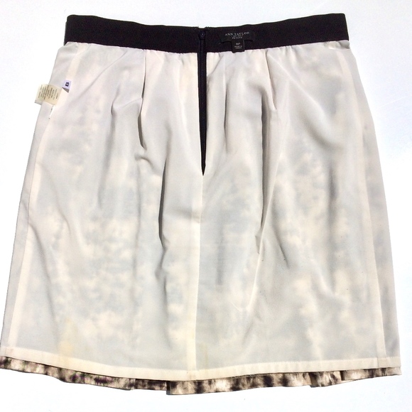 🦋 Ann Taylor Petites Skirt 8P summer casual bohemian black tan abstract tie dye - Picture 4 of 6